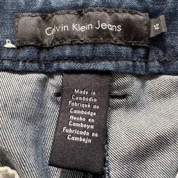 Calvin Klein Jeans (12) 34x31 Regular Wide Leg Jeans Blue Dark Wash Mid Rise - Picture 10 of 11